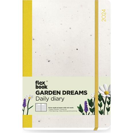 Ημερολόγιο ημερήσιο The Writing Fields Garden Dreams 3100 14x21cm 2024 με λάστιχο flexbook κίτρινο